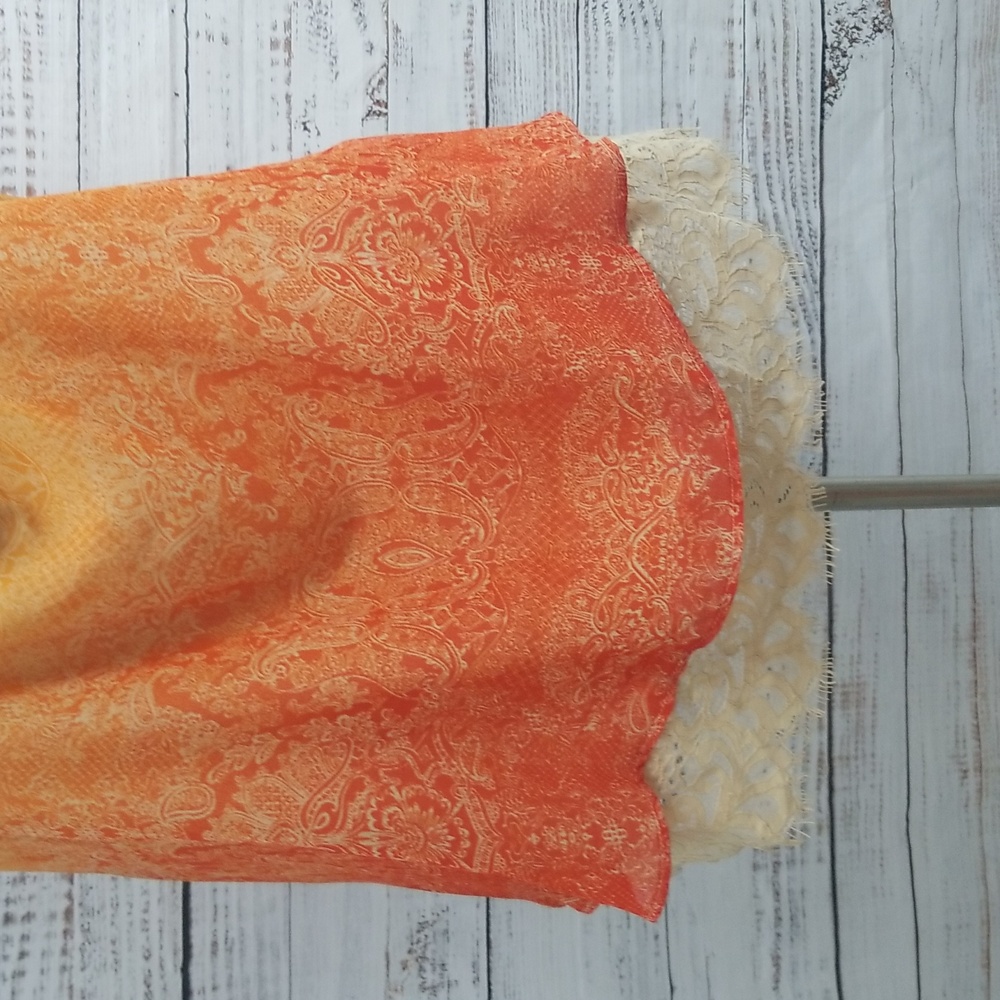 Cato Orange Ombre Lace Trim With Keyhole detail In The Back Top 22/24W - Picture 6 of 10